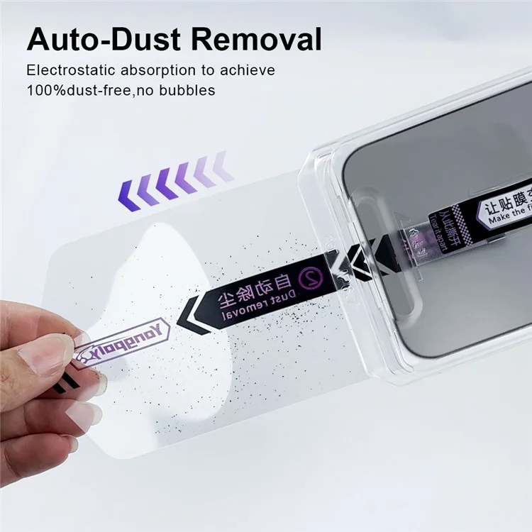 YONGPOLY Privacy Screen Protector Auto-Dust Removal Full Coverage Tempered Glass - Image 4