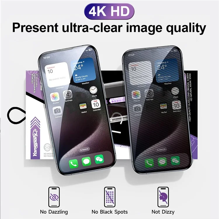 YONGPOLY Privacy Screen Protector Auto-Dust Removal Full Coverage Tempered Glass - Image 8